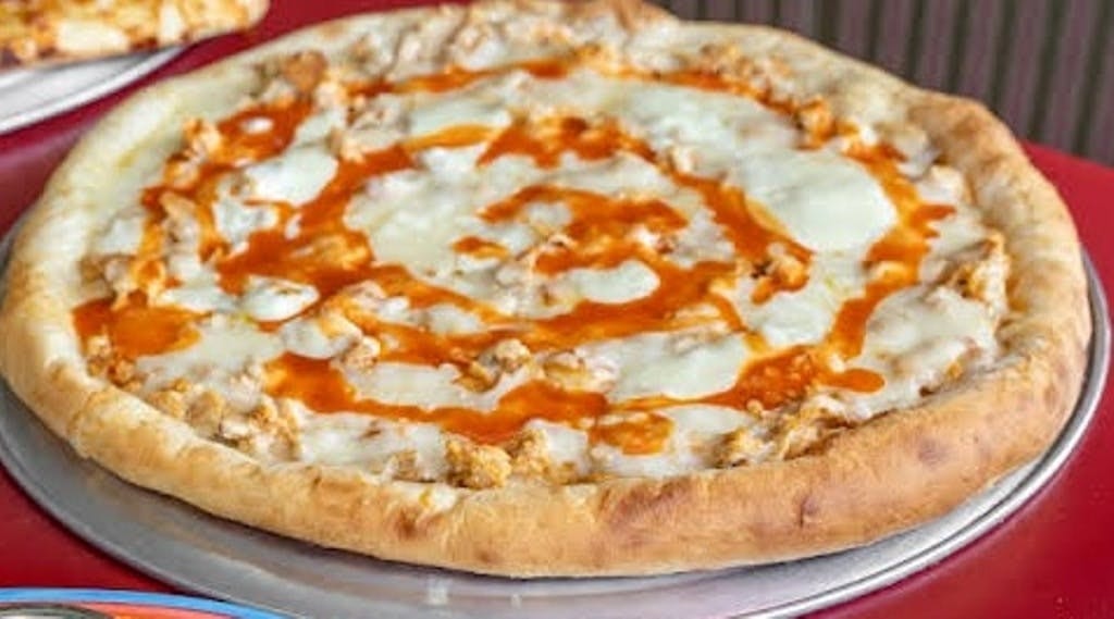 Buffalo Chicken Steak Pizza.
